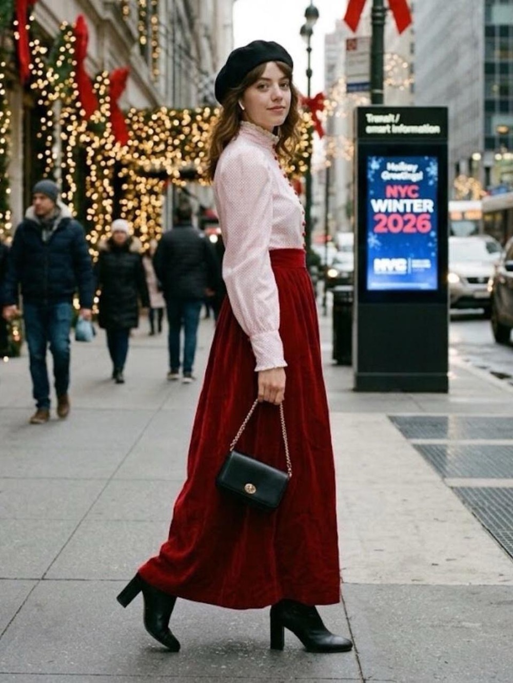 Gunne Sax Style Vintage Red Polka Dot Sheer Velvet Maxi Skirt Dress XS